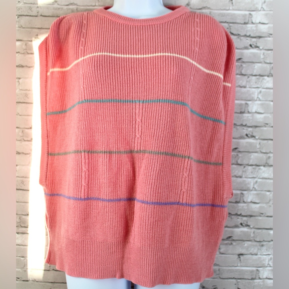 80’s Vintage Andrew St. John size Large knit crochet sweater vest  pastel pink